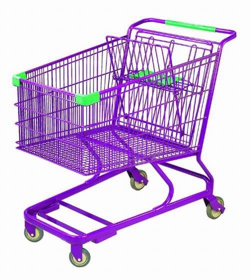 Steel Wire Metal Grocery Cart , Metal Shopping Cart With Wheels High