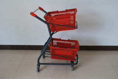 China Customized Logo Grocery Store Cart Powder Coated Finished With Plastical Protectors supplier
