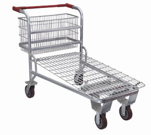 China Easy Wheels Shopping Cart , Market Shopping Trolley With Flat Travelator Castor supplier