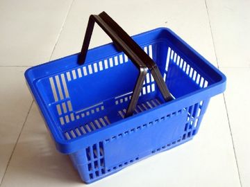 China Easily Portable Supermarket Shopping Basket Blue Color Stackable Space Saving supplier
