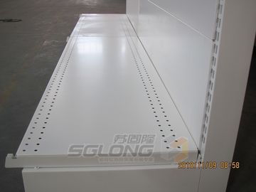 White Slatwall Grocery Store Shelves Durable Multiple Layer For Chain Shops supplier